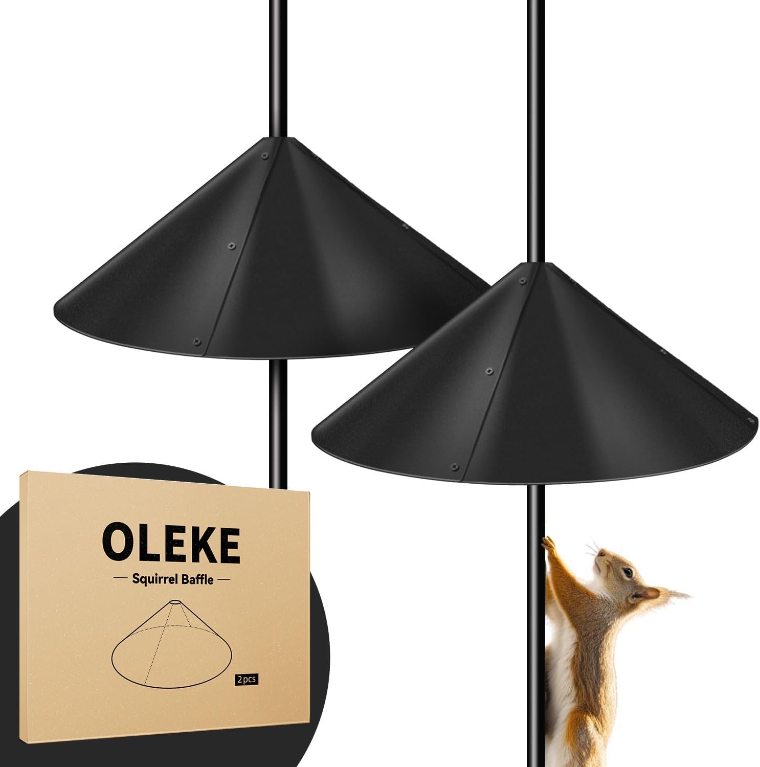2 Pack Squirrel Baffle for Bird Feeder Pole, Outside Pole Mount Bird House Guard for Outdoor Shepherd’s Hook (2 Pack-16 inch)