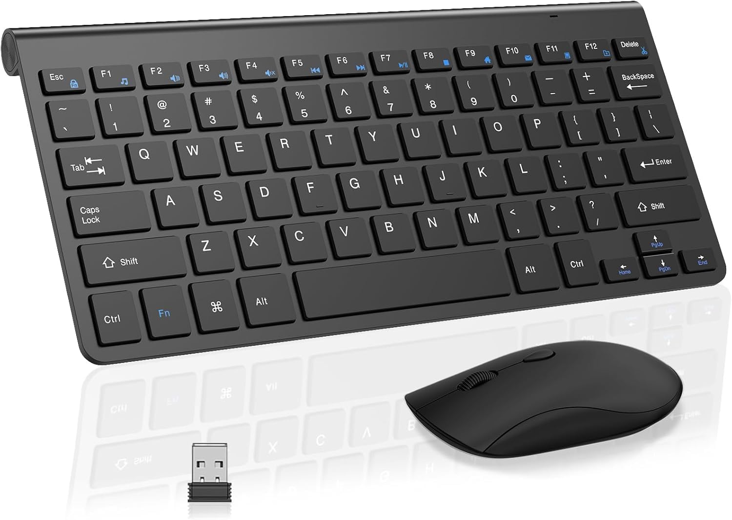Lightweight and Portable Silent Keyboard 2.4G Wireless Keyboard and Mouse Set Mini Mouse Suitable for Notebook Mac PC Travel Keyboard and Mouse - Black