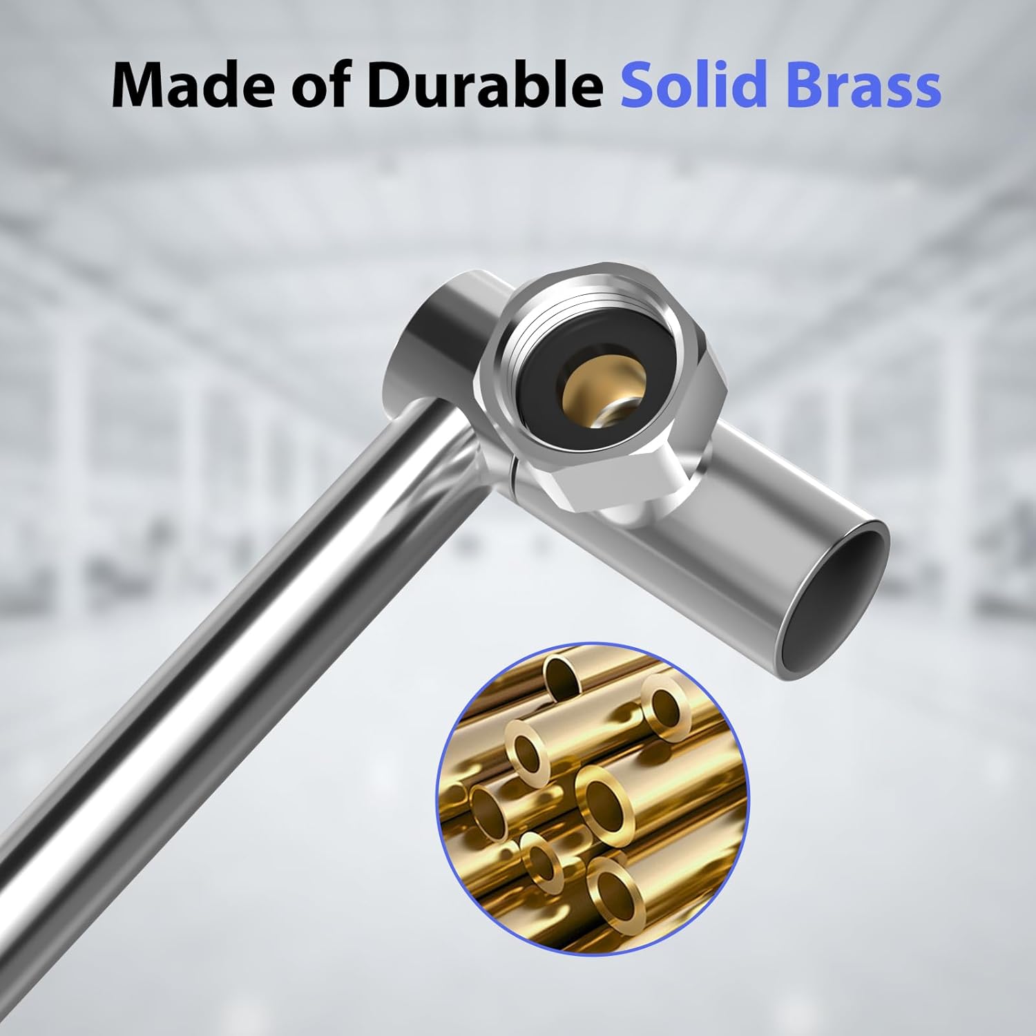 5 Inch Adjustable Shower Head Extension Arm with Push-Button Lock, Solid Brass One-Hand Adjust Angle Height for All Rain & Handheld Showerheads, Easy To Install,G1/2 Universal Connector (Chrome)