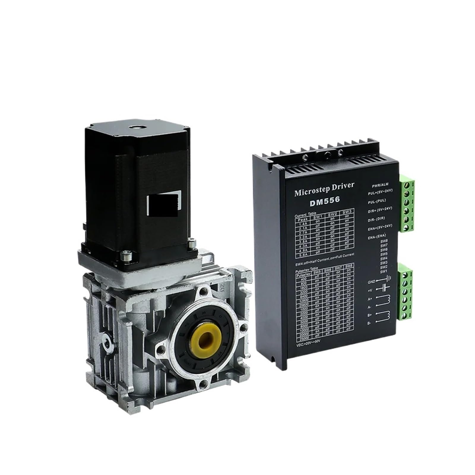 2RD58I8PM Worm Gear Reducer RV030 Gearbox Speed with Nema 23 Stepper Motor 2.2NM DM542 Driver(Ratio20)