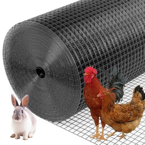 Yardbliss Black Hardware Cloth 1/2inx36inx100ft 19GA Chicken Wire Fencing Roll Black Chicken Wire Mesh Vinyl PVC Coated Welded Wire Mesh for Chicken Coop Barrier Rabbit Snake Poultry Fences
