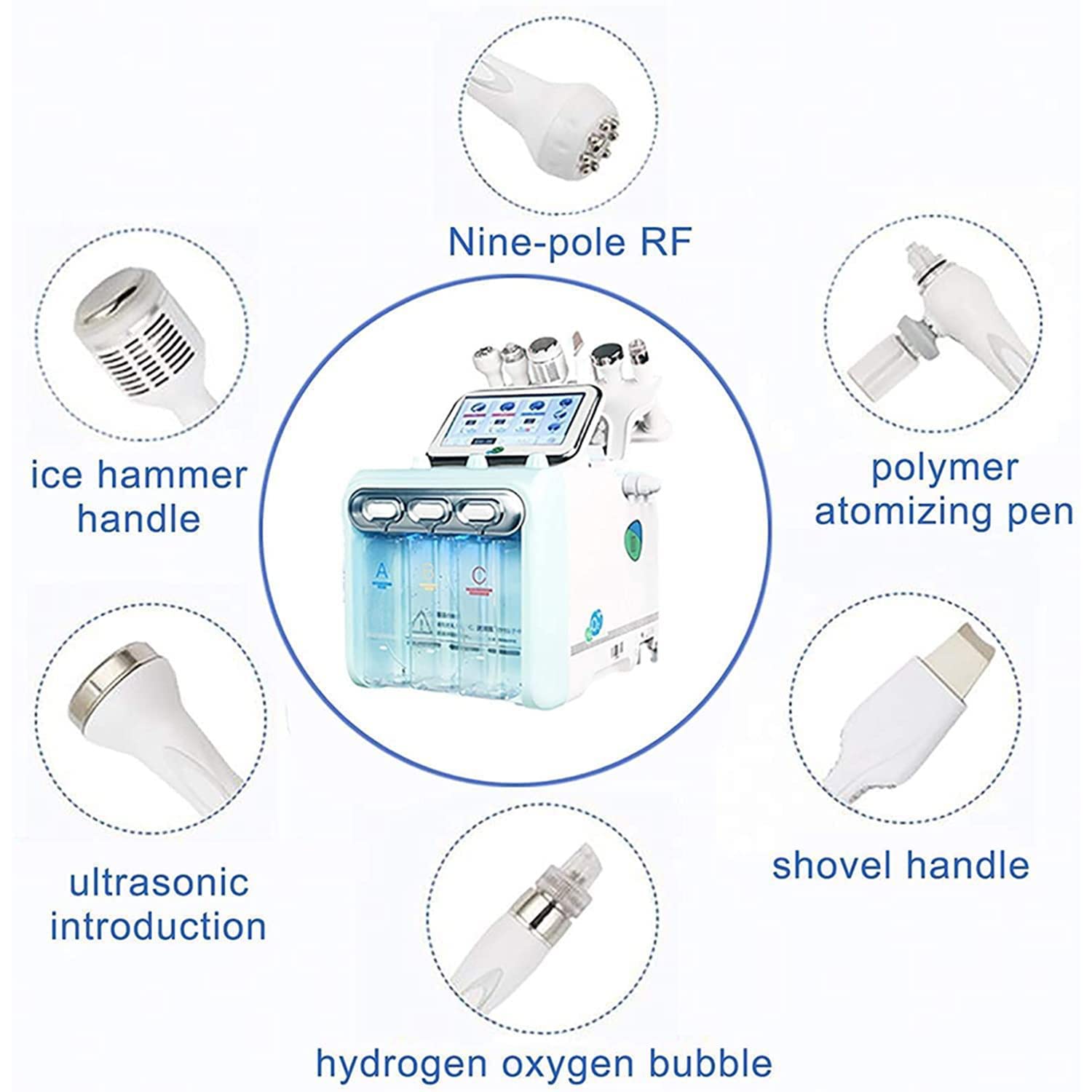 Hidrógeno y oxígeno Máquina de Belleza, 6-en-1 Profesional Diamante microdermabrasión máquina Peeling Agua Hydro dermoabrasión RF depurador HydraFacial Máquina