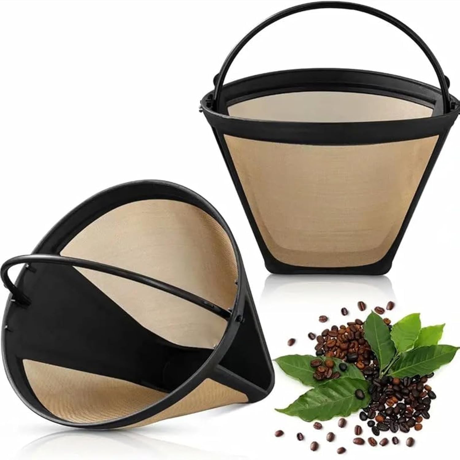Filtre à Café Réutilisable 600 Mailles Acier Inoxydable - Avec Double Maille Et Anse Silicone, Pour 3-4 Tasses