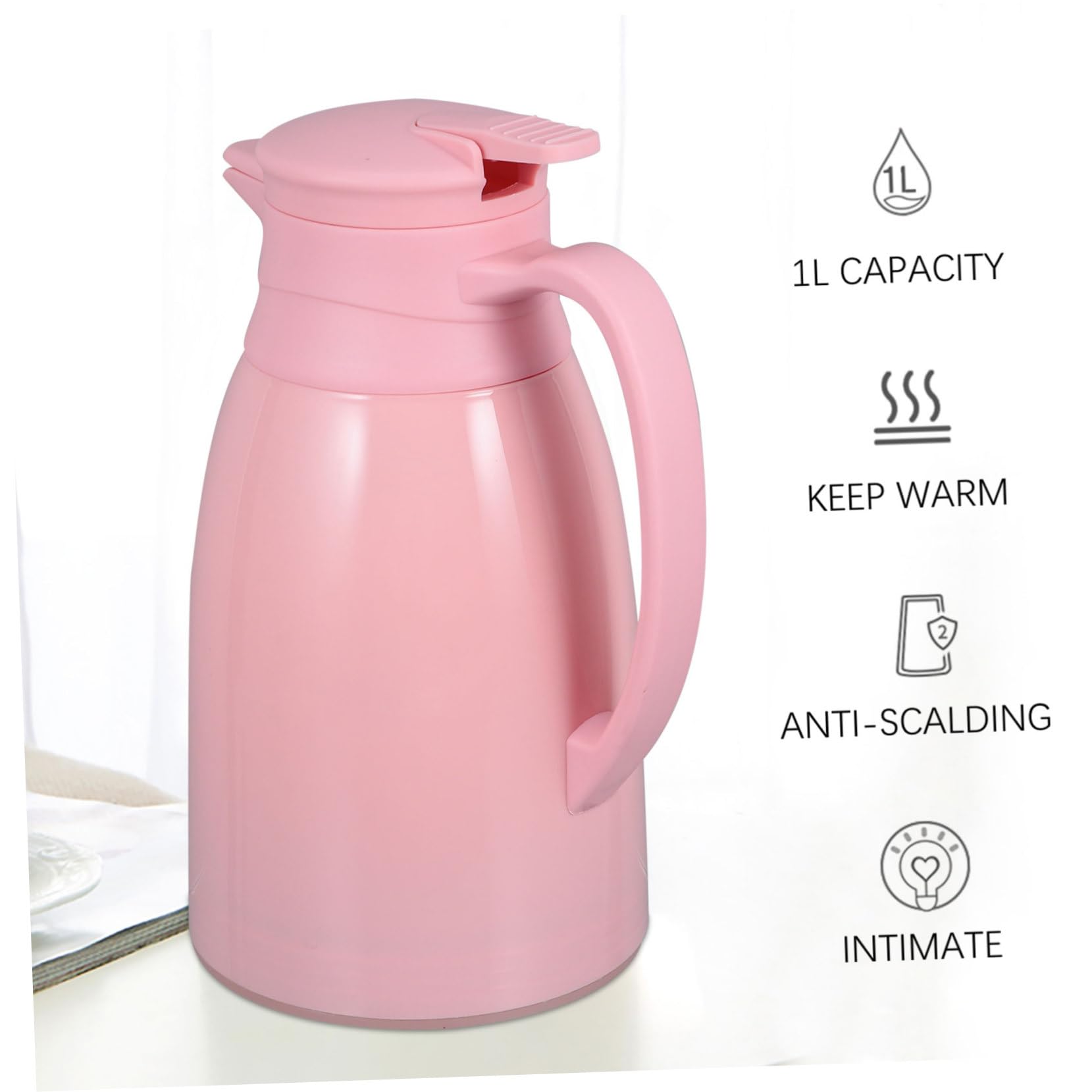 INOOMP Bouteille Isotherme Facile à Transporter D'eau Chaude 1l en Verre Protection Anti-chute et Design Simple pour Activités en Extérieur et Paquet à Dos
