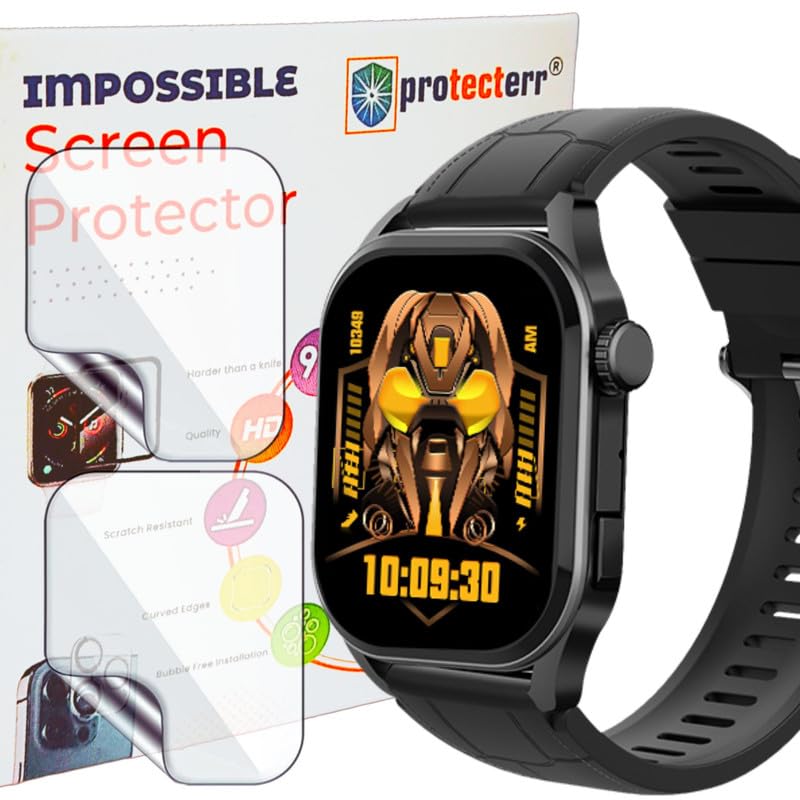 Image of Screen Protector Guard For Fire Boltt Emperor (1.96 inch inch) Smartwatch (2 pack) - 9H Hardness, Unbreakable (NOT A TEMPERED GLASS)