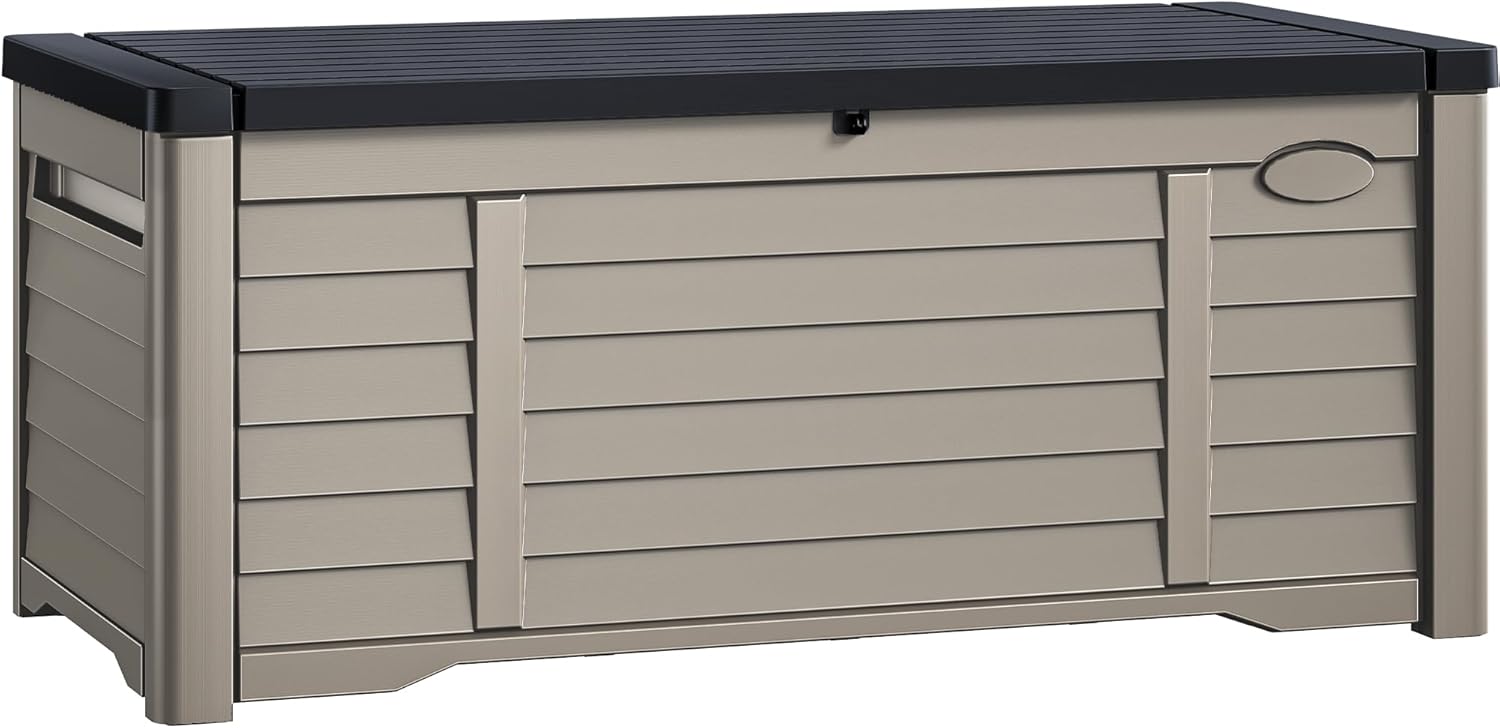 DWVO Large Deck Box 120 Gallon Waterproof Outdoor Storage