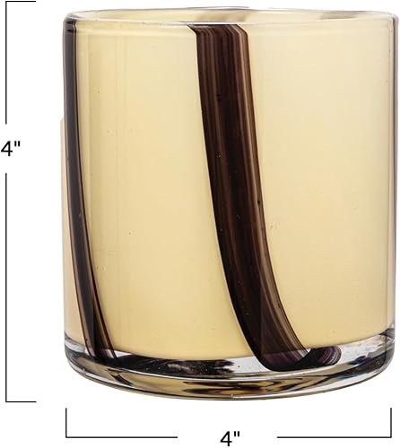 Miniatura 2 de Bloomingville Candelabro redondo de cristal con rayas, crema y morado