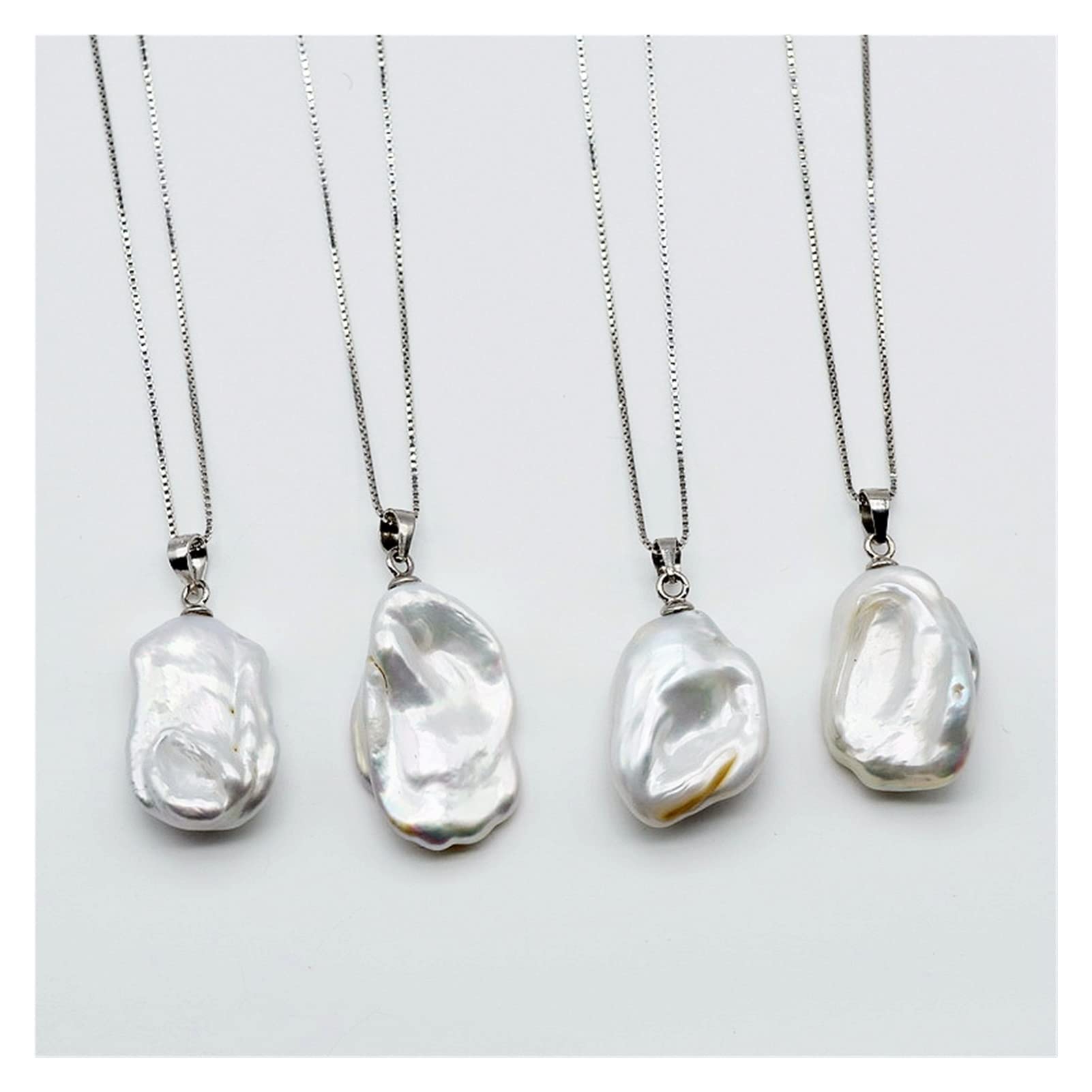 Collane da donna Collana con ciondolo ragazza, stile barocco, perla piatta irregolare, collana in argento sterling 925, collana in argento da donna accessori alla moda