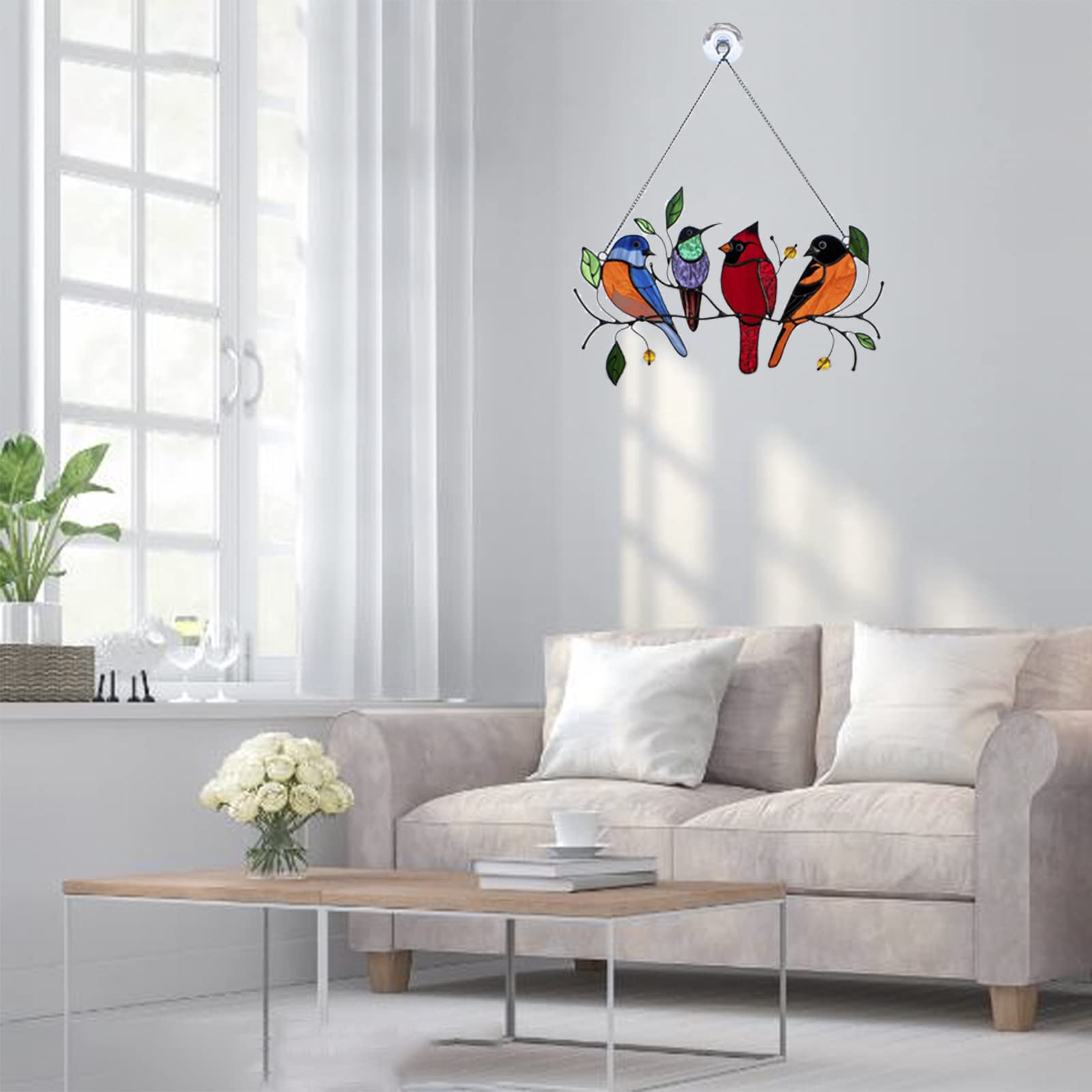 Decoratie hanger vogel vrienden metaal 55x19 cm