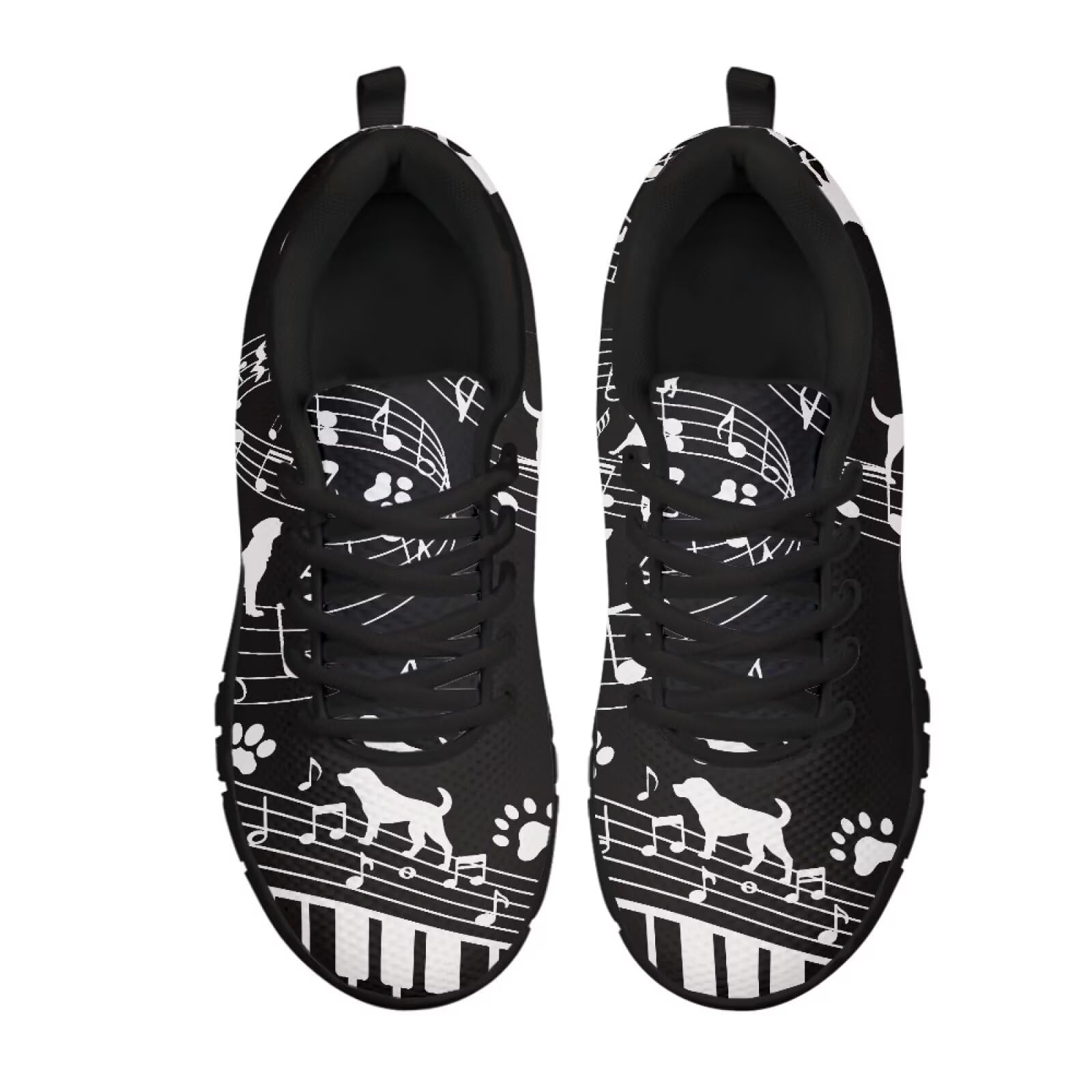 Fuxowvby Women's Piano Cat Walking Sneakers Cross Training Cozy Casual Flat Loafers Lightweight Workout Shoes Running Tennis Holiday Shoe Non-Slip Breathable Sport Sneaker for Womens Black US 7