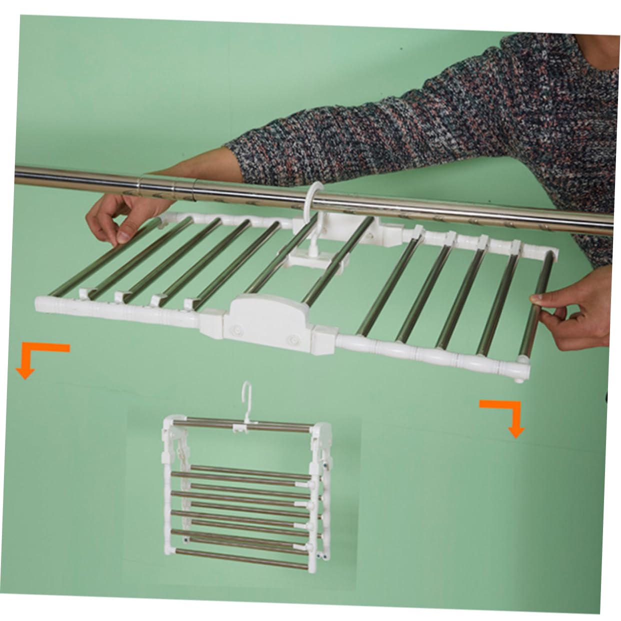 Alipis Multi Stainless Steel Pants Rack Foldable Space Saving Hanger Organizer for Trousers Jeans Scarves Metal Clothes Hanger with Swing Arm for Spaces