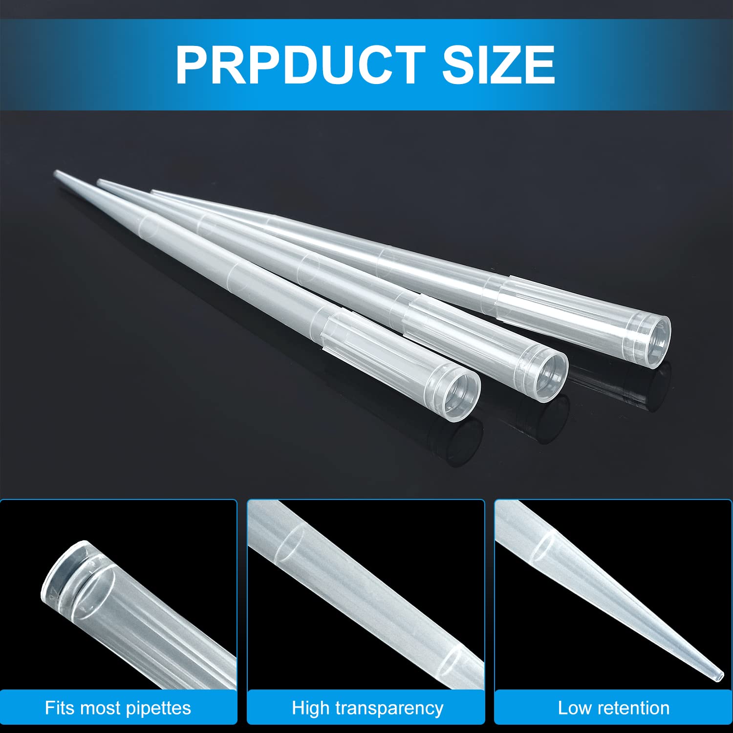 1000μL 1ml Pipettenspitzen 500pcs für 100-1000μL Mikropipette Pipettierer, Einweg Standard Pipetten Spitzen für 1000μl Micropipette Pipettor Labor Einkanal Pipette