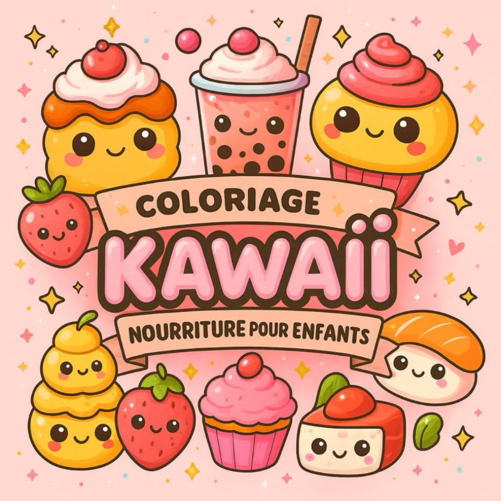 Coloriage Kawaii Nourriture pour Enfants: Dessins d’Aliments en Style Kawaii