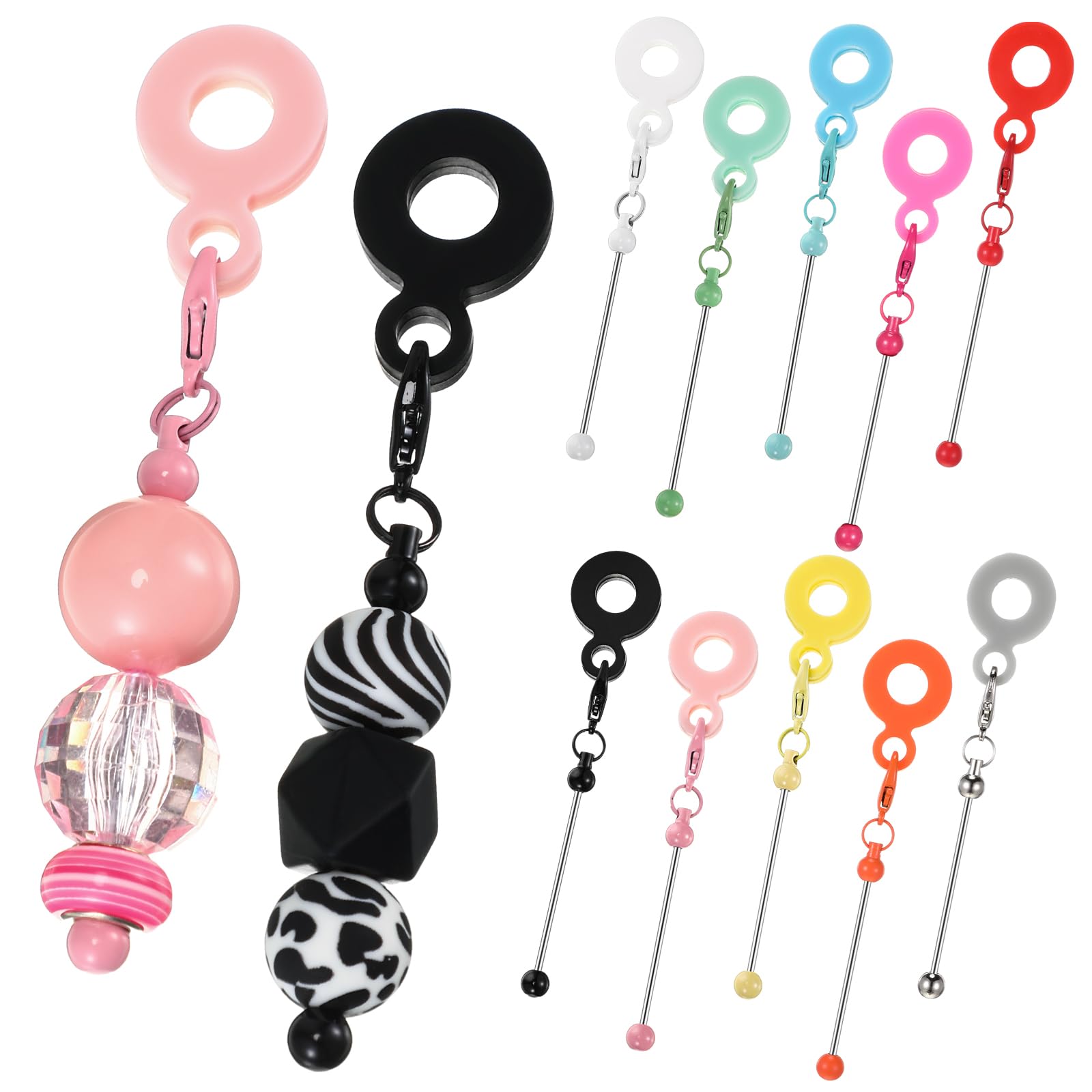 Tondiamo 10 Pcs Beadable Straw Charm DIY Beaded Straw Toppers Charm Adapter Pendant Ornament, Cup Accessories Tumbler Decorations Jewelry Gift Making