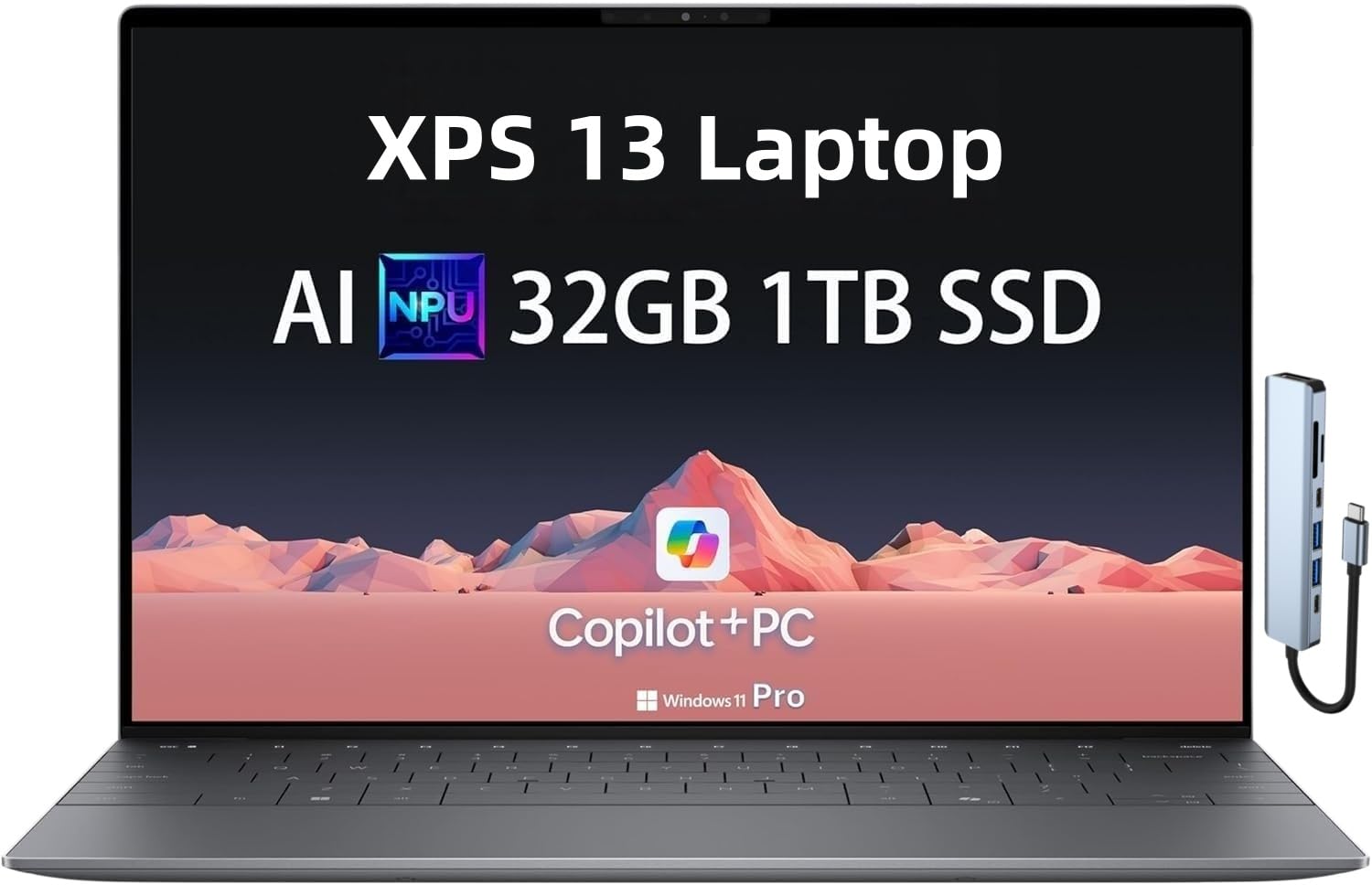 NewDell XPS 13 9345 Business Laptop, Copilot+ AI PC (13.4" FHD+ 120Hz Display, Snapdragon X Elite (> Core i7-1355U), 32GB LPDDR5X RAM, 1TB SSD), Thin Light, 27Hours Battery Life, Win 11 Pro, USB-C Hub