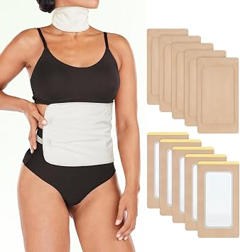 10Pcs Organic Castor Oil Pack Wrap for Liver, Stomach, Belly Button, 11.8"x6.3", Disposable Self-Adhesive | 2 Pcs Castor Oil Pack Wrap for Stomach and Neck