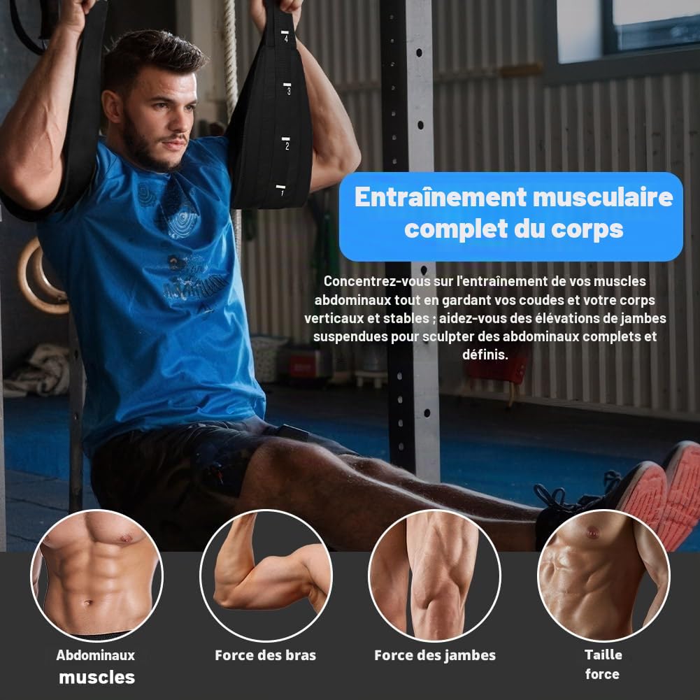 AUYAO Boucles pour Abdominaux, Sangles de Bras Suspendues avec Mousqueton et Rembourrées, Slings pour Barre de Traction, Appareils D'entraînement Abdominaux pour Hommes Femmes