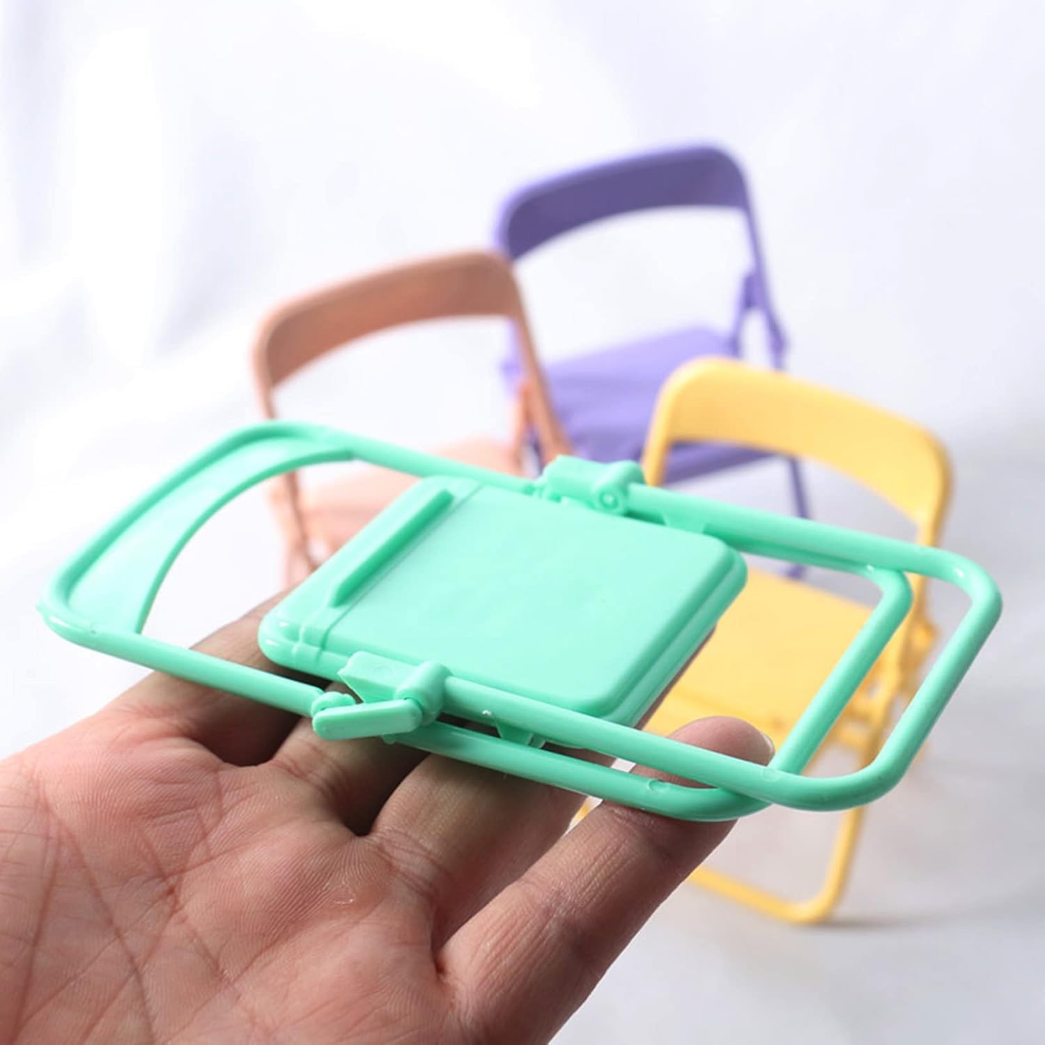 5Pcs Multicolour Simulation Mini Folding Back Small Chair Model Dollhouse Doll House Miniature Plastic Scene Props for Micro Landscape Dollhouse Furniture Mini Chair Dollhouse Accessories (1/12) - Image 3