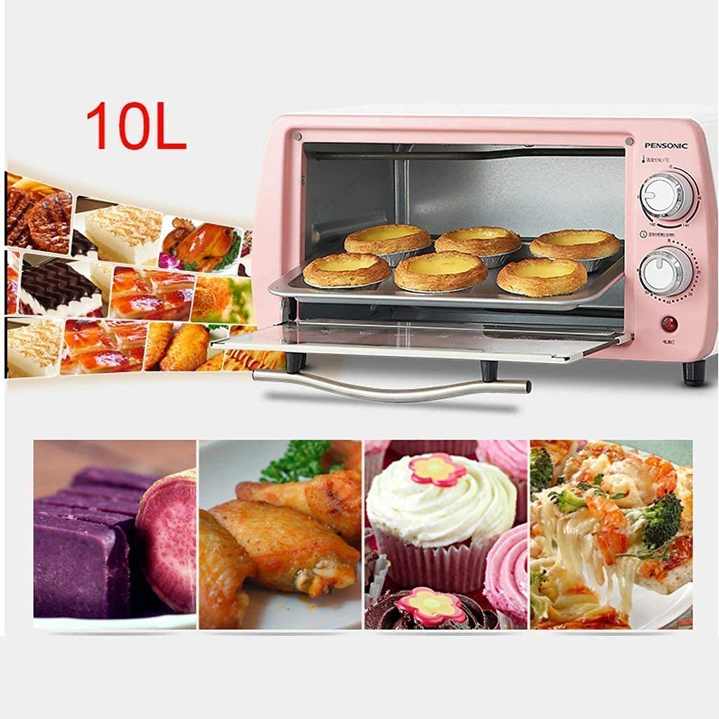 10L Mini wielofunkcyjny piekarnik, regulowana temperatura niezależna regulacja temperatury domowy piekarnik elektryczny (różowy)