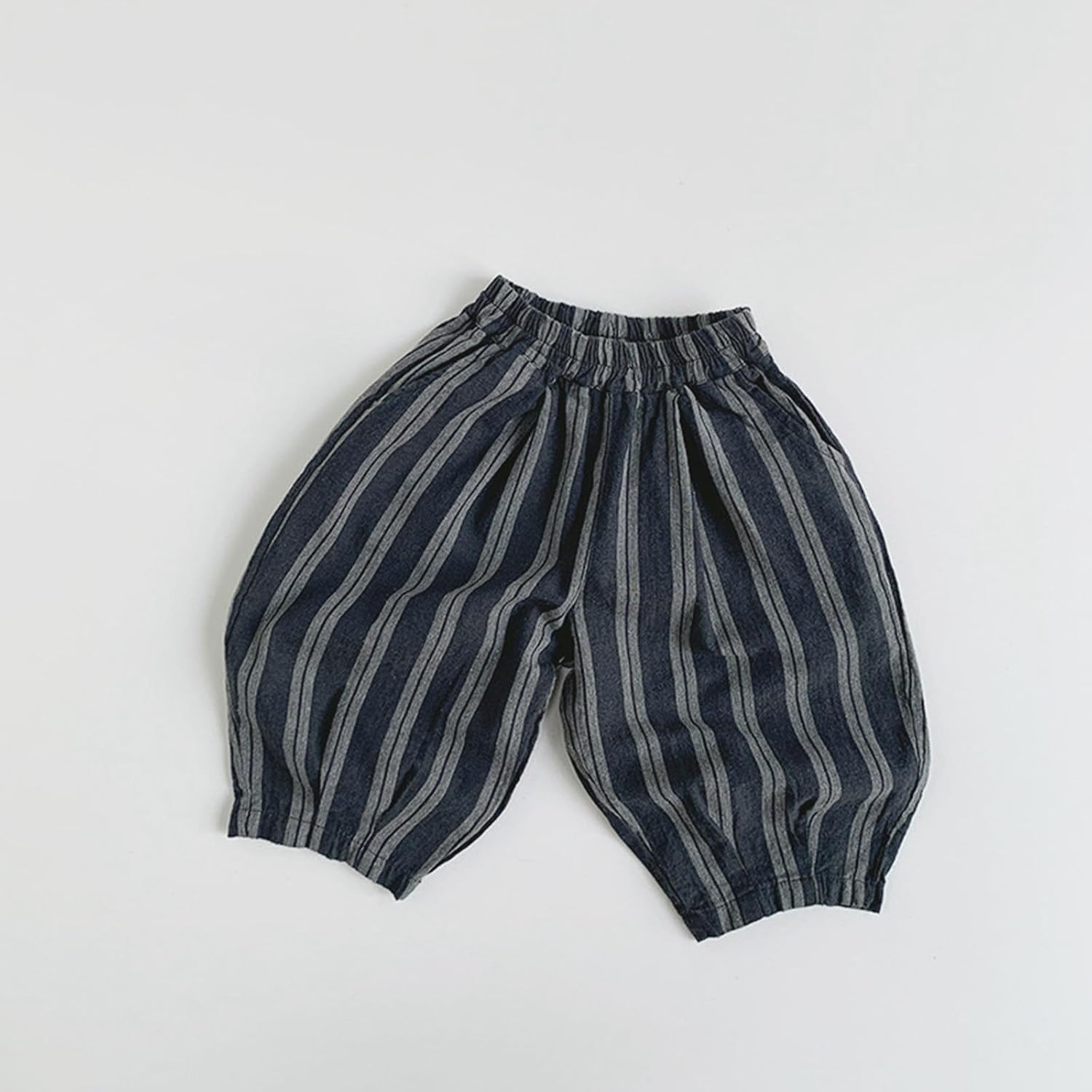 Toddler Baby Girls Elastic Waist Trousers Striped Soft Cotton Linen Harem Bloomers Summer Spring Long Pants 4-5 Years
