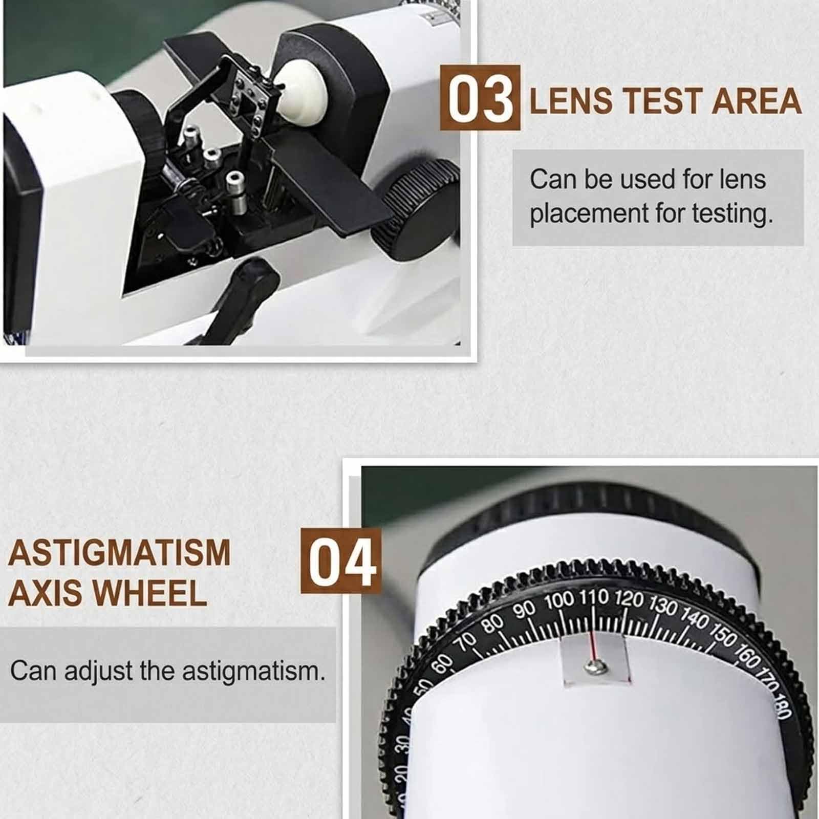 MObyat Frontofocómetro Manual Portátil, Medidor Lentes Ópticas 0 ~±25D/Lectura Externa 0.125D, Alta Precisión, Lentes: Φ16～Φ86mm, para Laboratorio, Centros Ópticos Profesionales