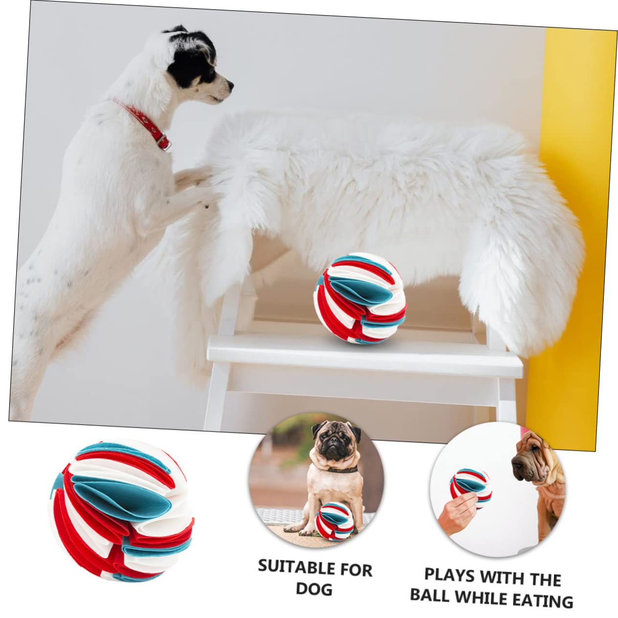 FRCOLOR 2 Bolas de olfateo para Perros, comedero para Nariz, dispensador de Comida para Gatos, Juguetes para Mascotas, Juguetes para Masticar para Perros, Perdidos, pistón oloroso, Tela de Fieltro