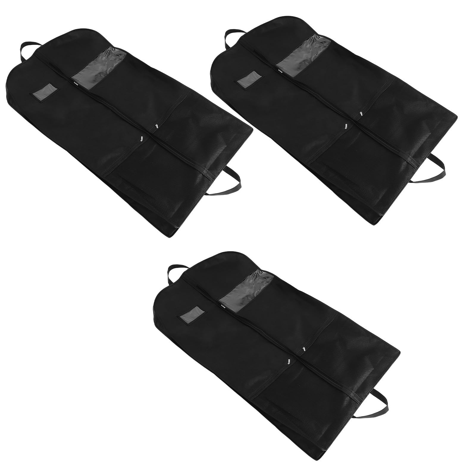 Toyvian Porta Abiti da Viaggio Custodia Trasparente Non Tessuto Nero 3 Pezzi con Cerniera e Tasche per Cappotti Lunghi e Abiti, per Armadio e Viaggio