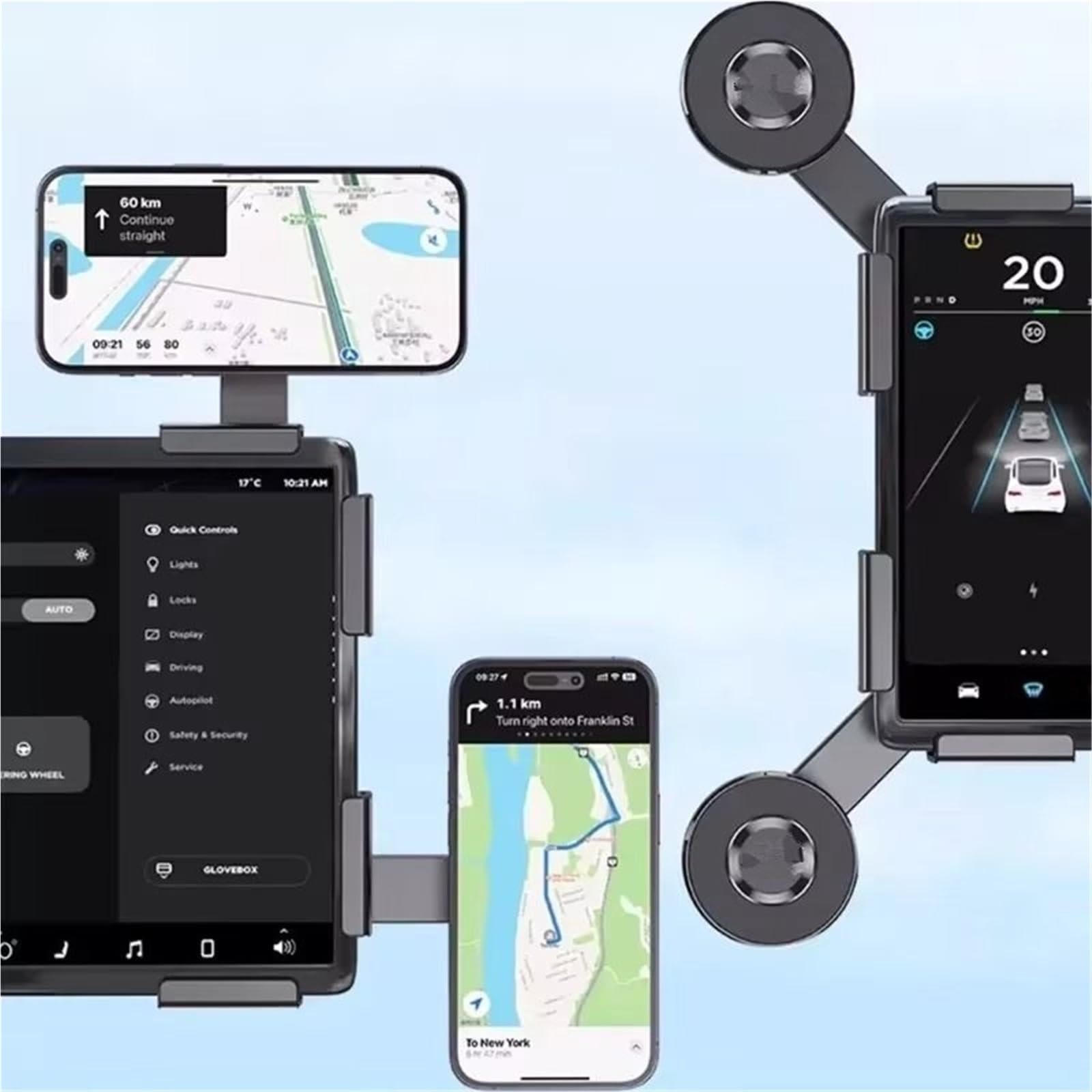 para Tesla para Model 3 / Y/X/S Soporte Magnético Universal Teléfono Pantalla Pantalla Coche Lateral Rotación 360 Grados Montaje Soporte Móvil Coche(Style-1)