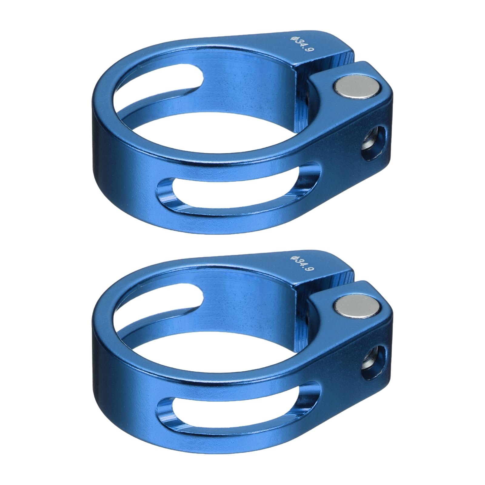 sourcing map 2pcs Bike Seat Post Clamp 34.9mm Clip Aluminum Alloy Bicycle Locking Seat Post Ring with M4 Hex Screw for 30.4 to 31.6mm Bicycle Mountain Road Bike Tube, Blue