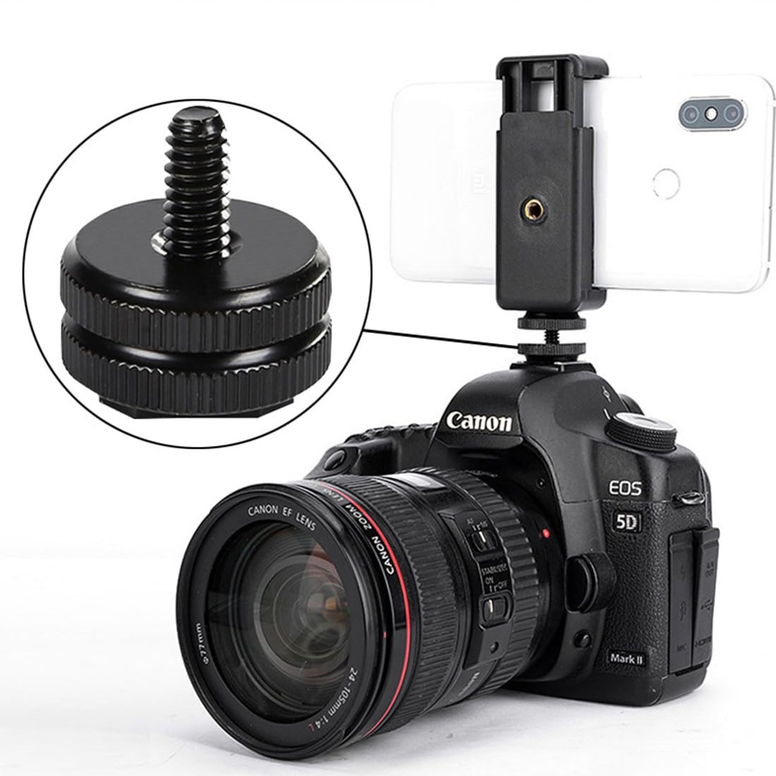 Adaptateur Griffe Caméra 1/4 Pouce - Lot De 2 Pièces Avec Support Hot Shoe Pour Microphones Et Accessoires