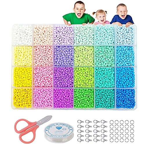 Lot de 24 000 perles colorées pour faire des bracelets, perles de verre, mini perles pour faire des bijoux, colliers, bracelets, boucles d'oreilles, bijouterie, cadeau (2 mm 24 couleurs) Cover