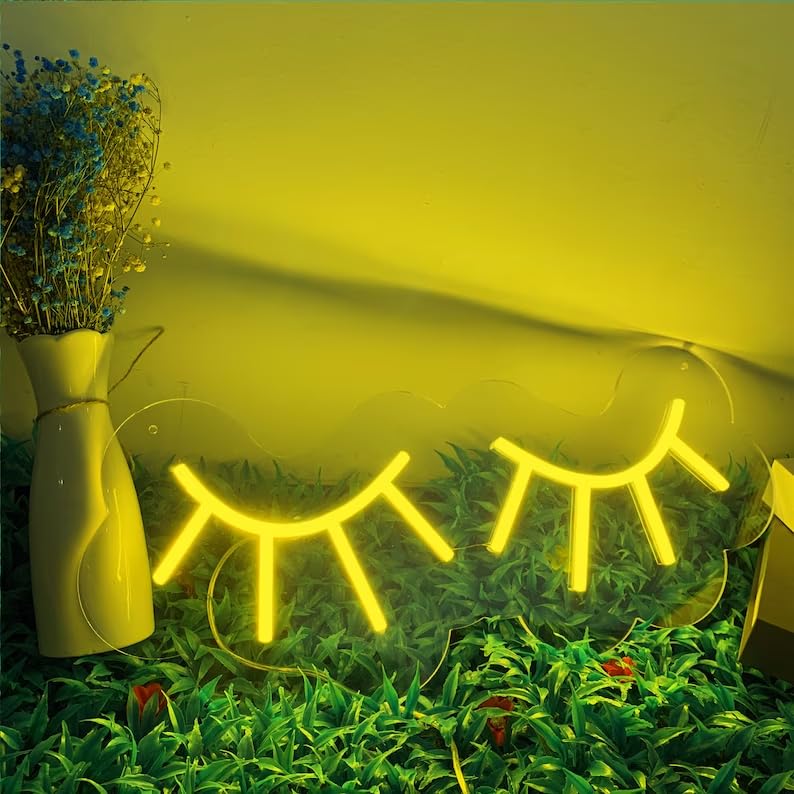 Eyelashes LED Neon Sign, Beauty Salon Sign Custom Neon Sign Wall Decor Girl Face & Eyebrows Decor BeauSalon Wall Decor Lashes Neon Sign Eyelash Neon