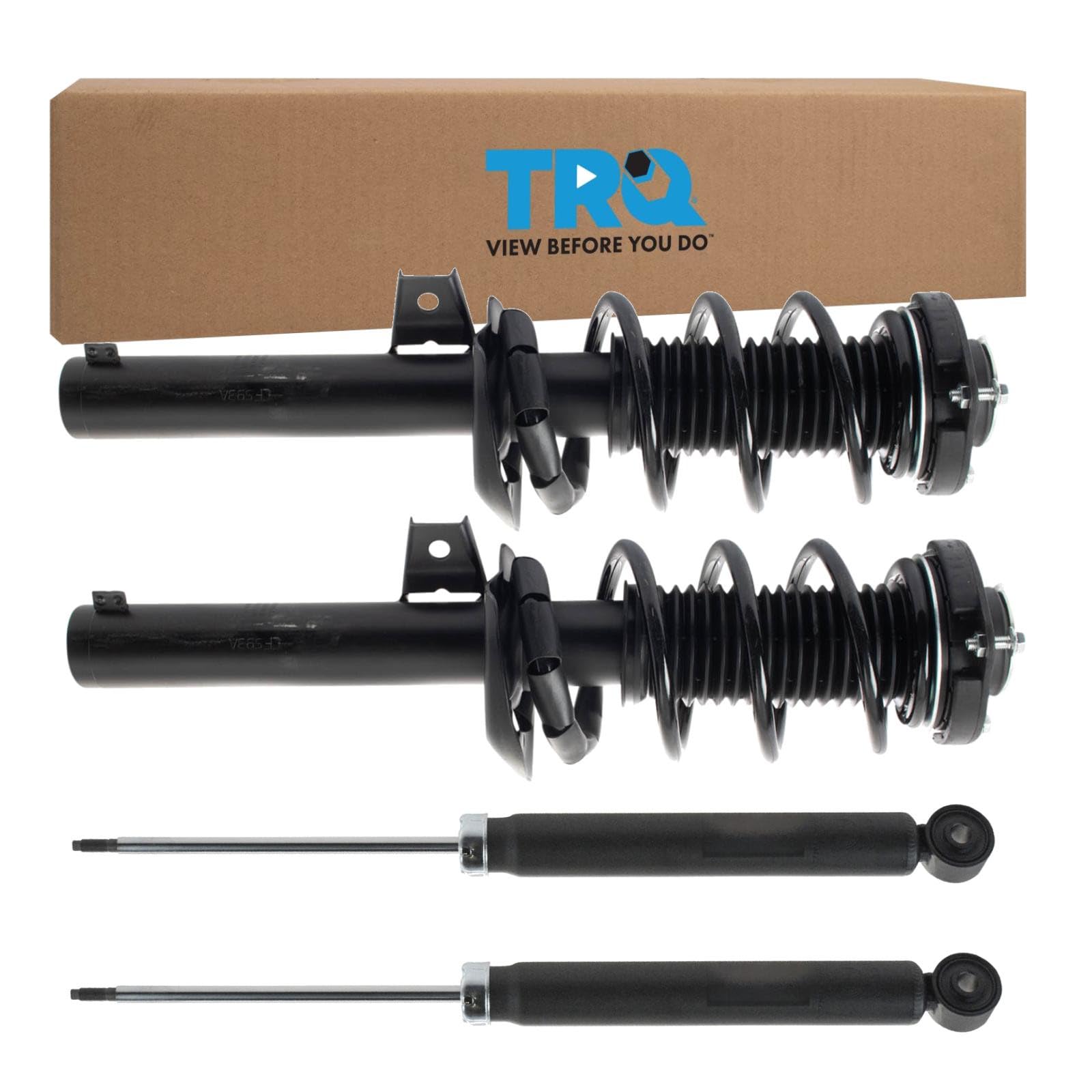 TRQ Front and Rear Complete Strut Assembly &amp; Shock Absorber Kit Complete Strut &amp; Coil Spring Assembly Compatible with 2012-2018 Volkswagen Passat