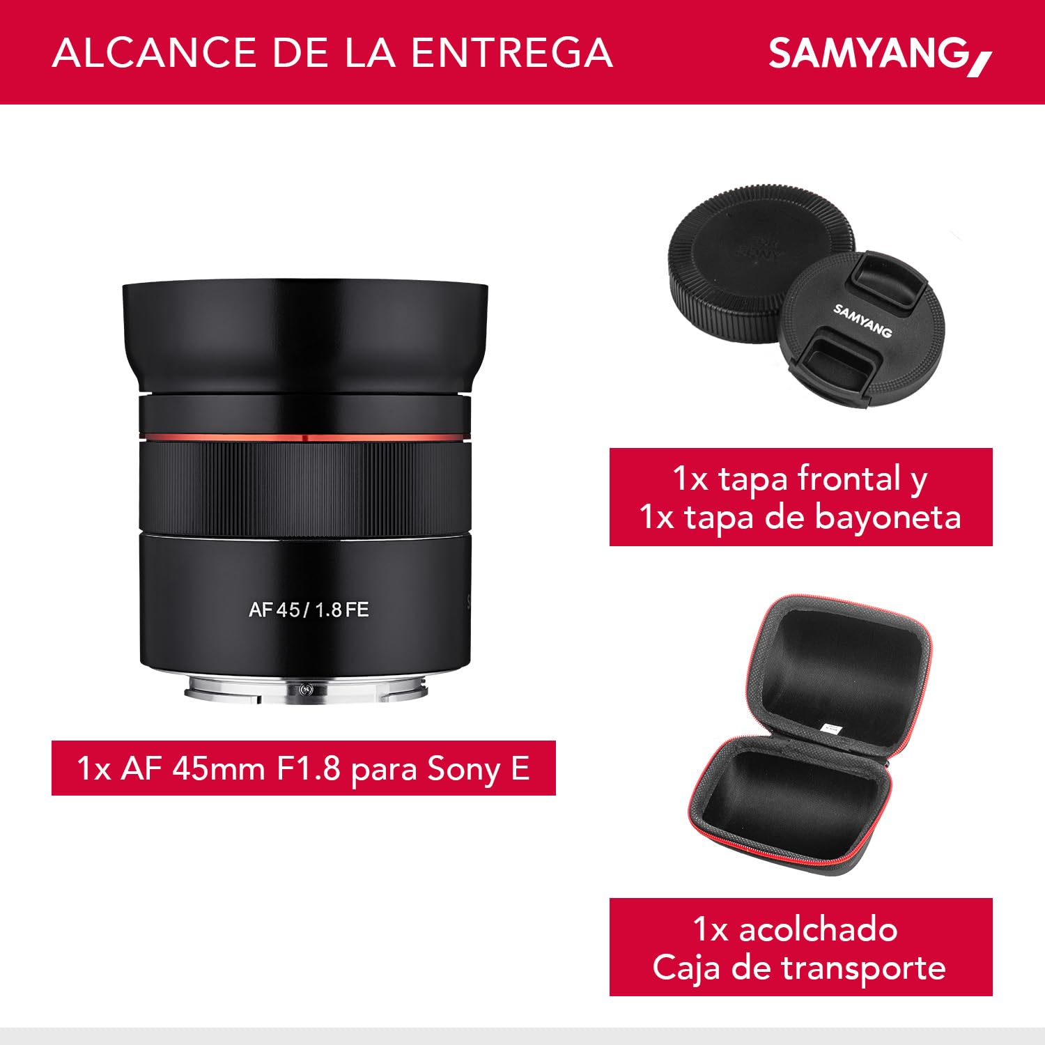 Samyang AF 45 MM F1.8 FE SONY E - Objetivo de formato completo para cámaras Sony Alpha sin espejo (montura FE y E, formato completo, sensor APS-C, rosca de 49 mm)