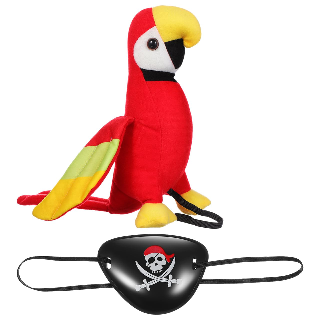 Angoily 1 Set Halloween Plush Shoulder Parrot Toy with Eye Patch, Pirate Costume Shoulder Prop, Pirate Costume accessories Party Cosplay Accessory for Kids & Adults