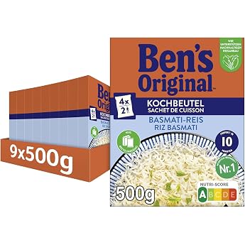 Ben's Original Basmati Rice 10 Minute Cooking Bag 9 x 500 g Multipack