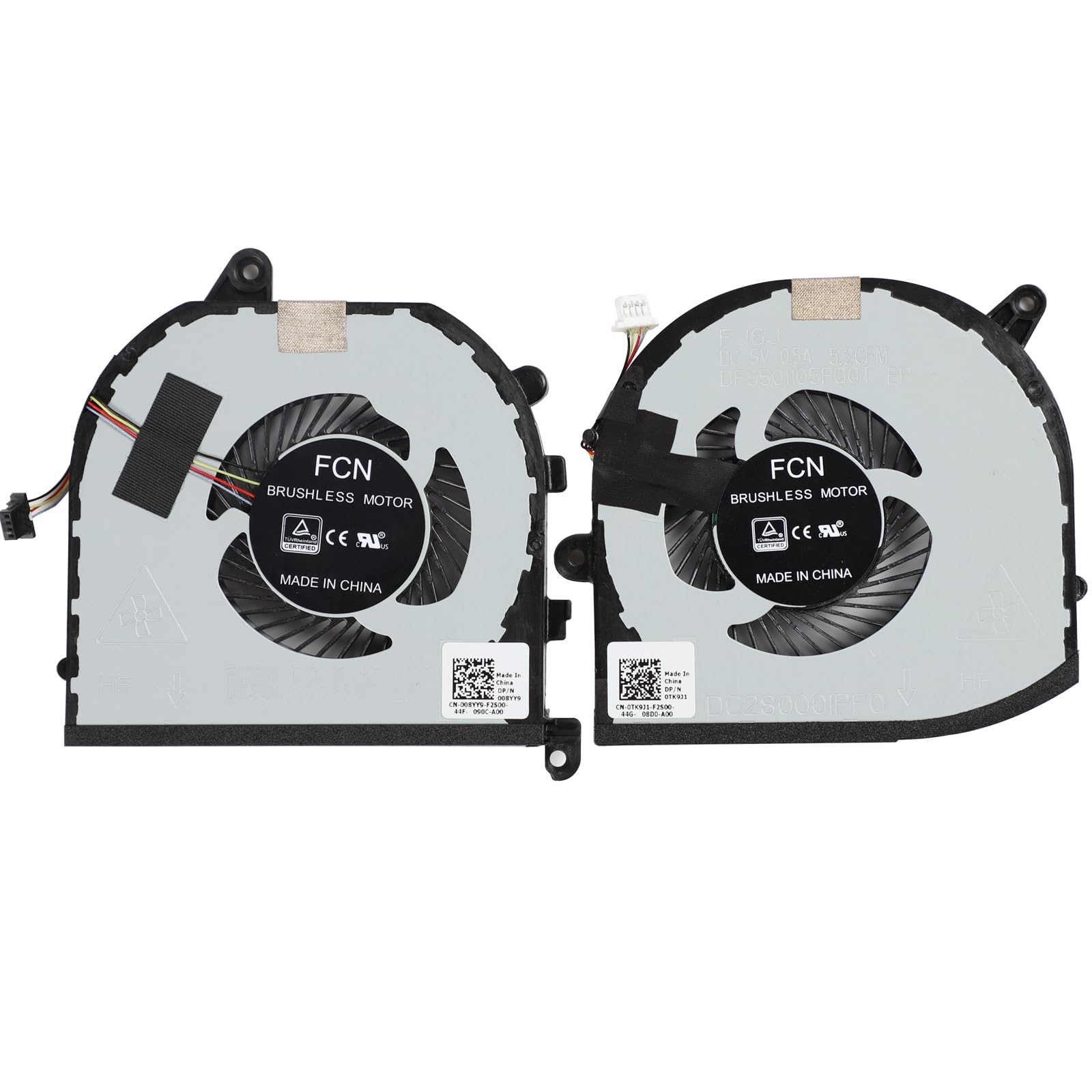CPU and GPU Cooling Fan Replacement for Dell XPS 15 9570 7590, Fan for Dell Precision 5530 5540 M5530 M5540 Series, P/N: 008YY9 0TK9J1 DFS501105PR0T FKCH FJ6J DFS501105PR0T DFS201105PR0T