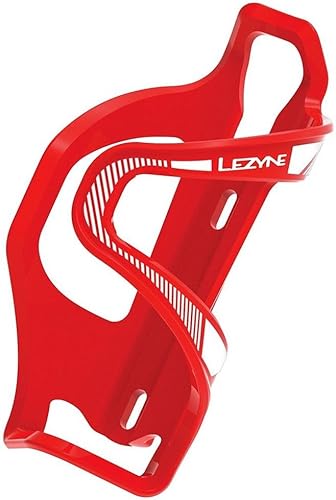 Lezyne Flow SL Enhanced | Jaula para botella de agua para bicicleta, compuesto, derecho, rojo, 1.69 oz, carretera, montaña, grava, soporte para agua