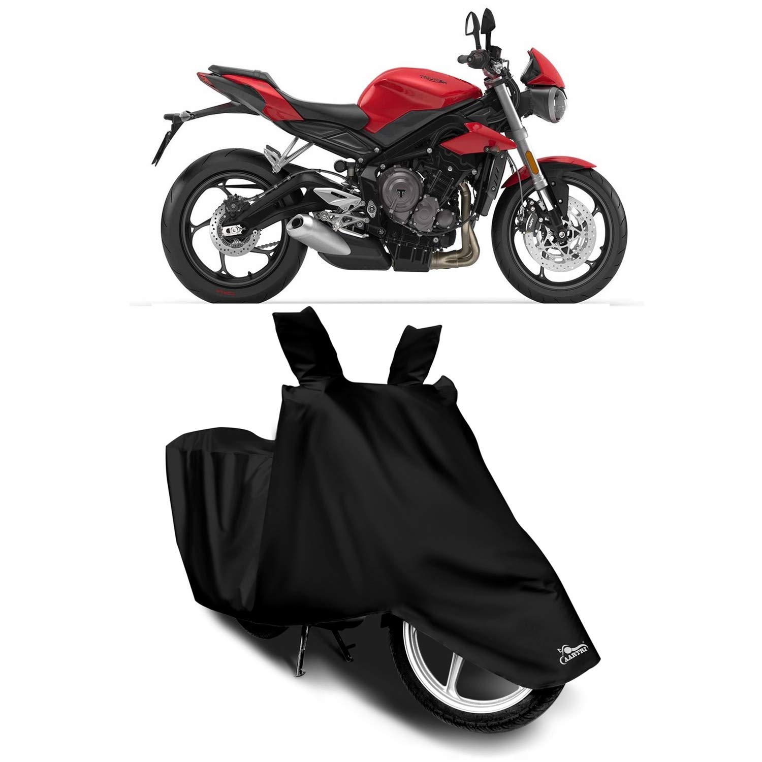 Wobit Covers® - Triumph Street Triple New BS6 Water Resistant - UV Protection & Dust Proof Full Bike - Scooty Two Wheeler Body Cover for Triumph Street Triple (Jet Black)