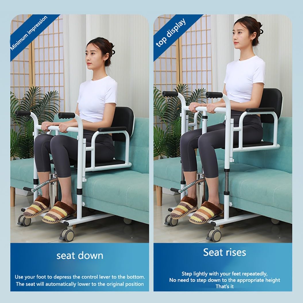 Elevador de pacientes hidráulico,Silla de ruedas elevadora de pacientes,Silla de ruedas portátil de transferencia de pacientes para el hogar,con Asiento Dividido 180° A