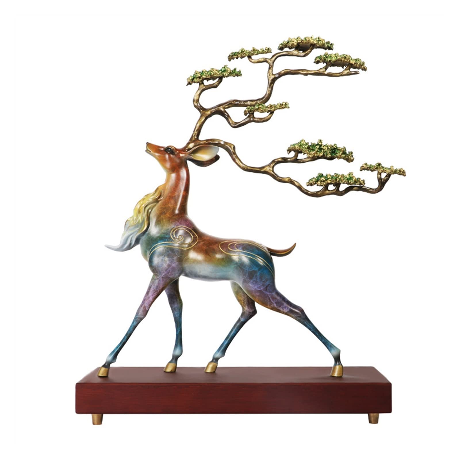 ZZlei2yu-12 Home Decor Ornament Copper Deer Ornaments Auspicious Clouds Elk Living Room Entrance Office Creative Home Decorations Colorful Ornament