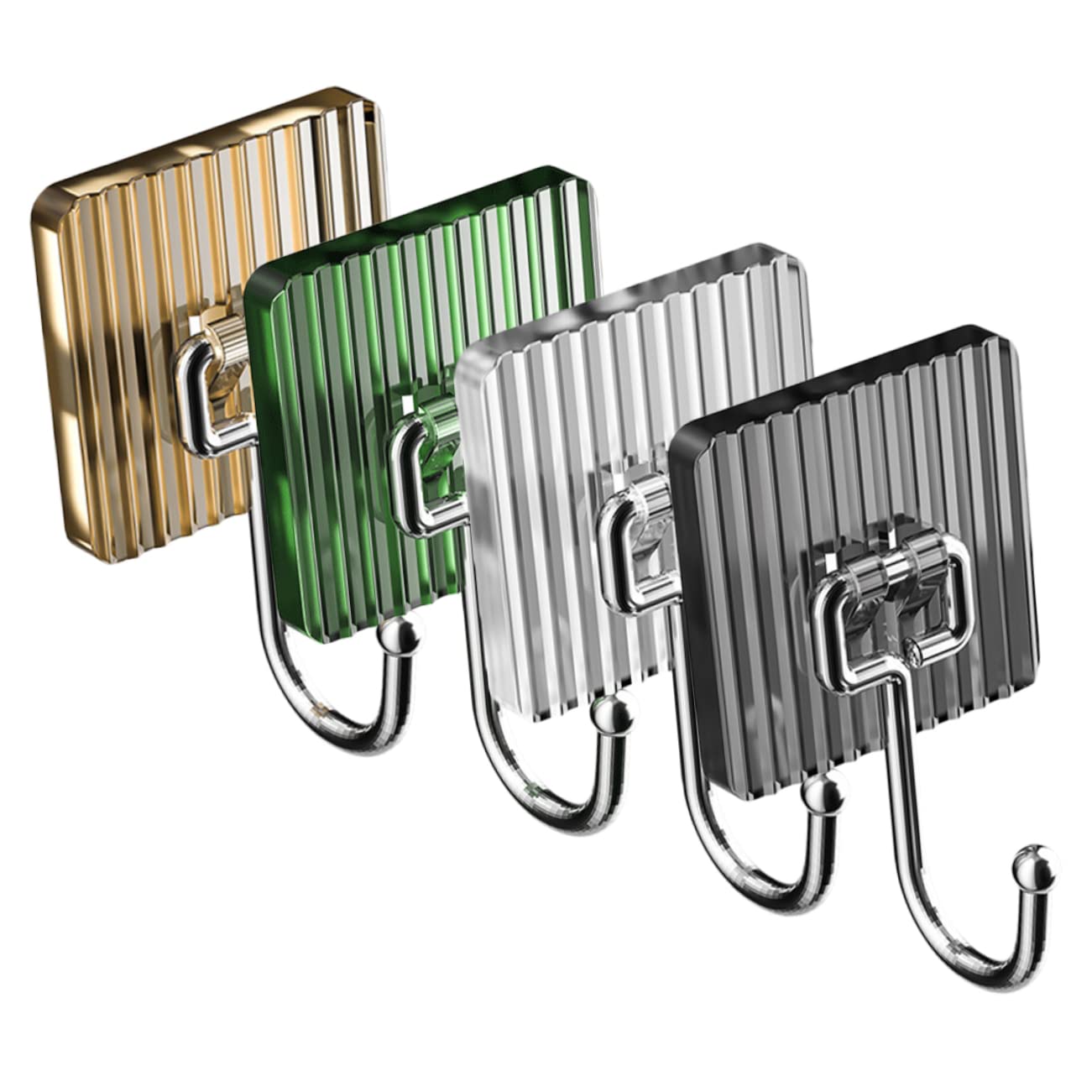 VASDEV 12 Ganchos de Cocina y baño sin Clavos, Ganchos de Metal, Ganchos de Acero Inoxidable, Gancho Adhesivo sin perforar a la Mascota (Color Surtido x 4 Piezas, 10 x 6 x 3 cm x 4 Piezas