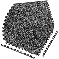 1/2in Thick 48 Sq Ft Rubber Top High Density EVA Foam Exercise Gym Mats Non-Slip 12 Pcs - Interlocking Puzzle Floor Tiles for Home Gym Heavy Workout Equipment Flooring - 24 x 24in Tile, Black & White