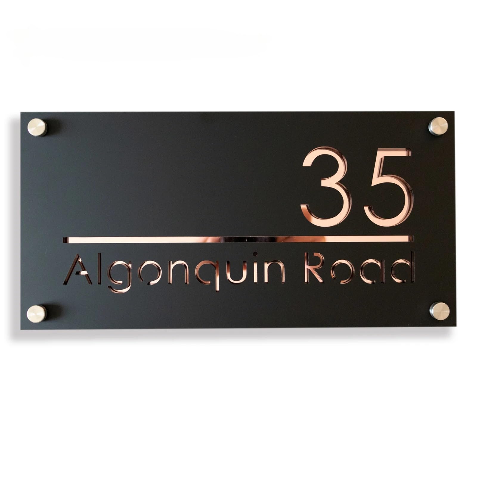 Placa De Dirección Personalizada,Letrero De Número De Casa 3D Acrílico Personalizado Con Nombre De Calle,Numeros Casa Exterior,Señal De Dirección De Tienda Placa (20 * 40cm,Plata y negra)