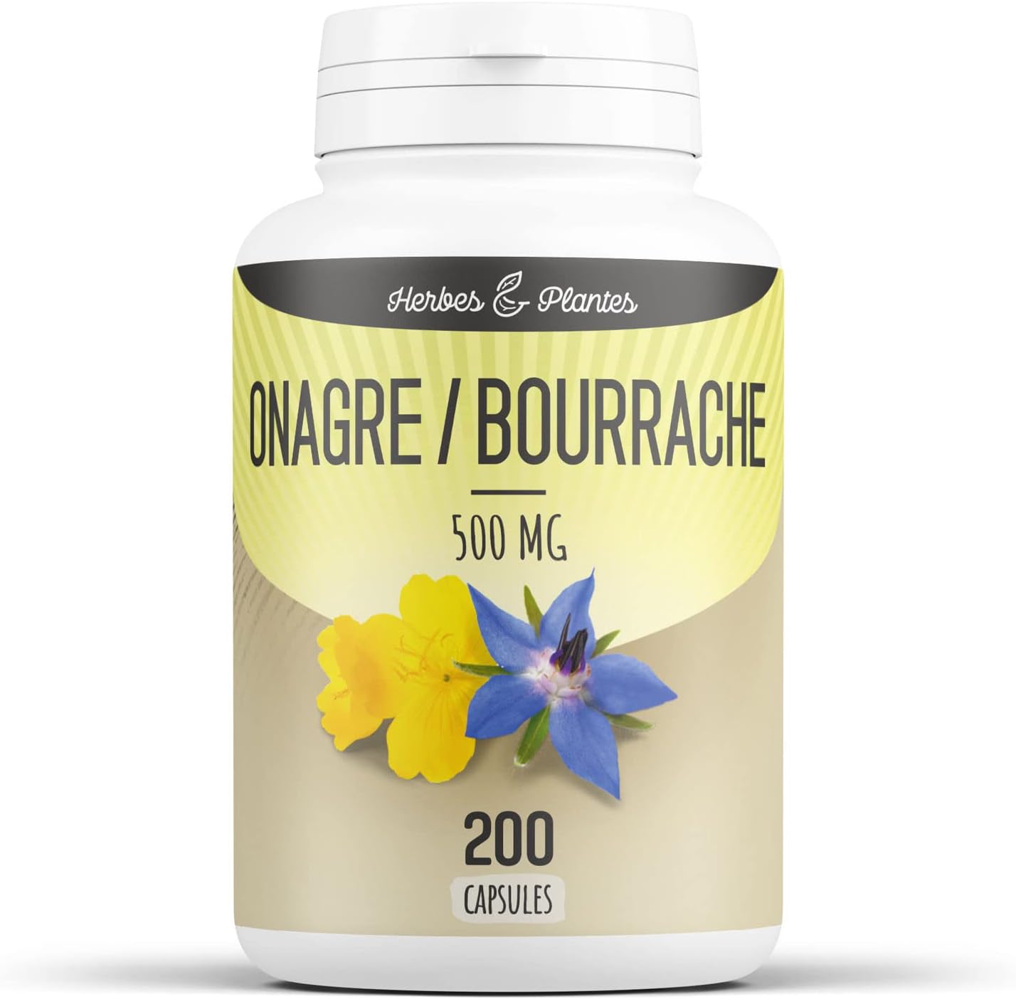 Herbes Et Plantes Evening Primrose, Borage 200 Capsules 500 mg – Packaging May Vary