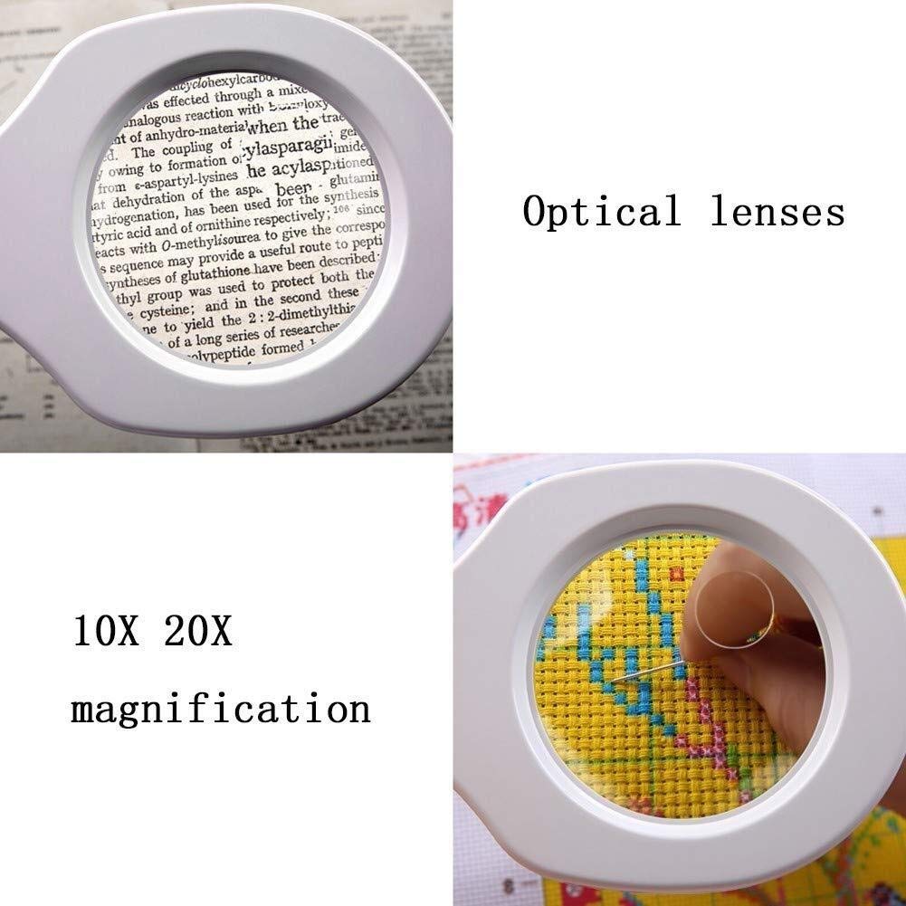 Lámpara de Mesa con Lupa LED para Escritorio, Lupa para Leer Bordados Antiguos, Mantener tallados, 10 Lentes ópticas, 20 aumentos, Lupa multifunción HD con LED.,