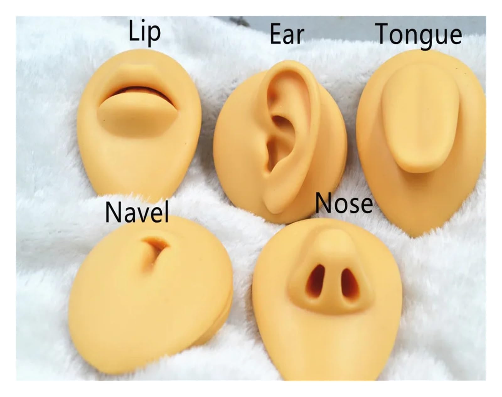 5 szt./partia miękkiego silikonu, elastycznego, do nauki piercingu ucha, języka, nosa, wargi, pępka, model do nauki wyświetlania(Mix 5 Styles)