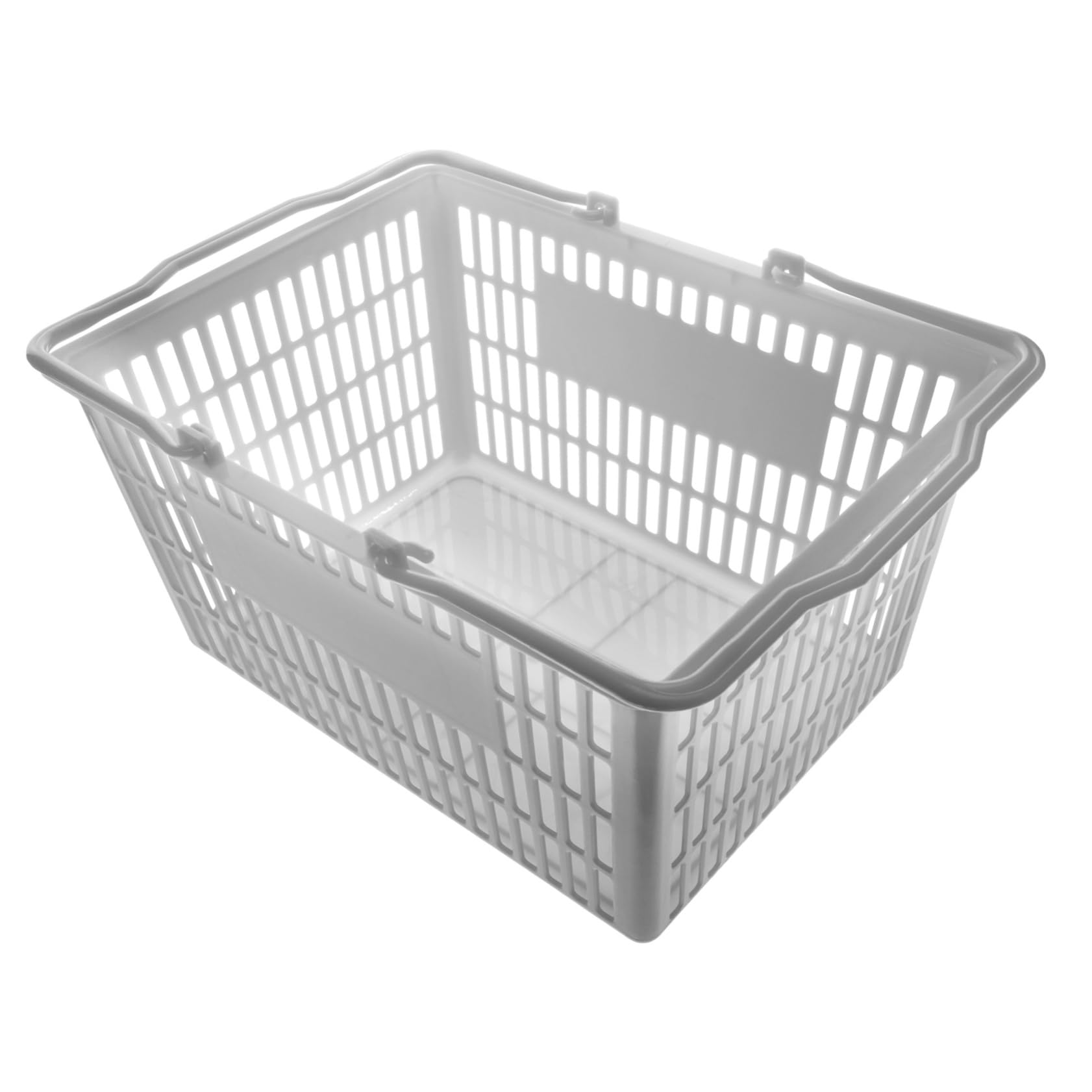 Panier de rangement gris avec poignée ergonomique pour courses et snacks