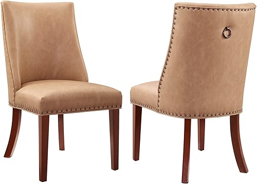 Powell Company Powell Parnell - Juego de 2 sillas tapizadas de piel sintética, color marrón oscuro