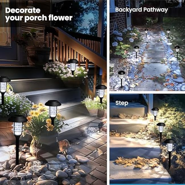 SOLPEX Solar Lights for Outside, Solar Outdoor Pathway Garden Lights Waterproof, Solar Powered Landscape Lighting for Yard, Garden, Pathway, Patio, Porch, Walkway, Driveway, 8 Pack(Cold White)